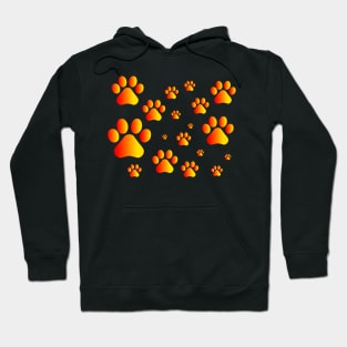 Warm Red Yellow Pawprint Pattern Hoodie